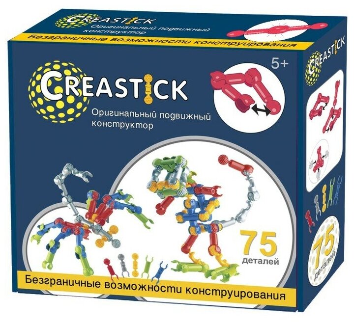 Конструктор шарнирный 75 zoob деталей CREASTICK