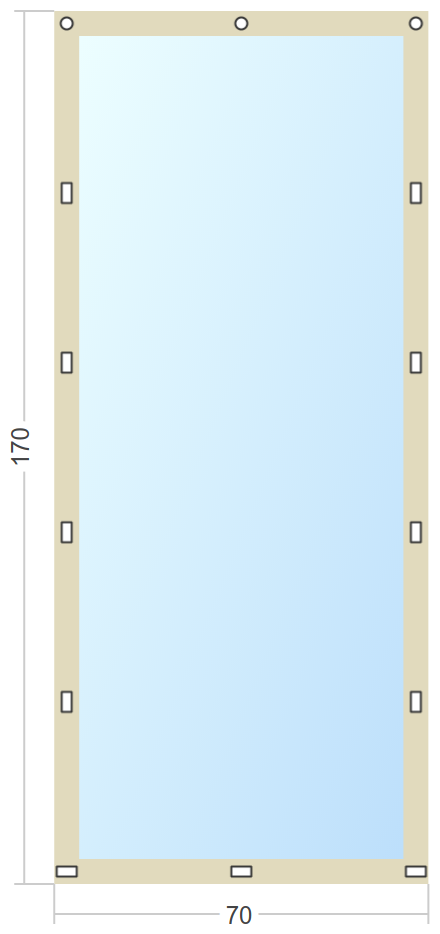 Мягкое окно Софтокна 70х170 см, Прозрачная пленка 0,7мм, Скоба-ремешок, Бежевая окантовка, Комплект для установки - фотография № 3