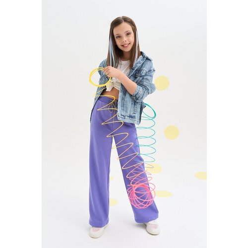 фото Школьные брюки палаццо шалуны, повседневный стиль, пояс на резинке, размер 42, 164, фиолетовый