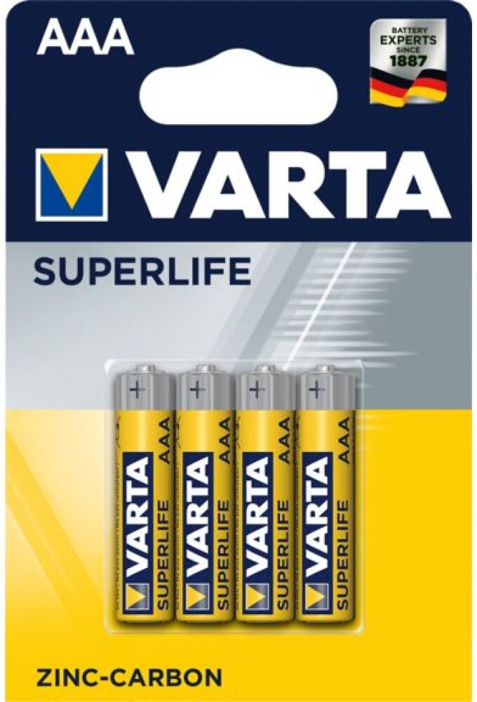 Батарейка AAA солевая Varta Superlife R3-4BL в блистере 4шт.