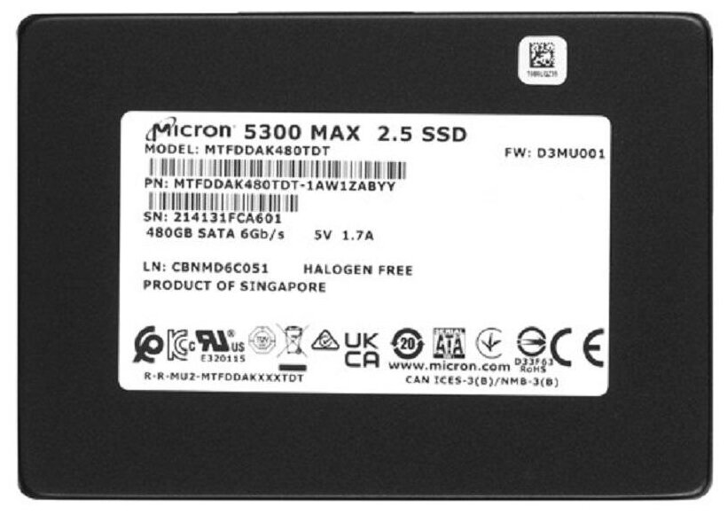 Накопитель SSD 2.5'' Crucial Micron 5300MAX 480GB SATA Enterprise Solid State Drive - фото №2