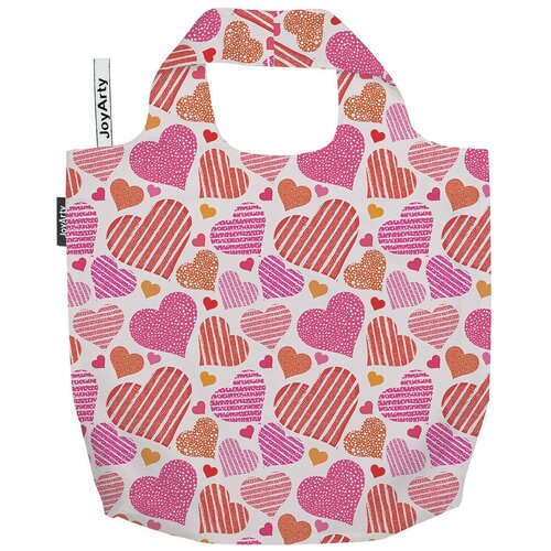 фото Сумка авоська joyarty "много сердец" 46x65x7 см
