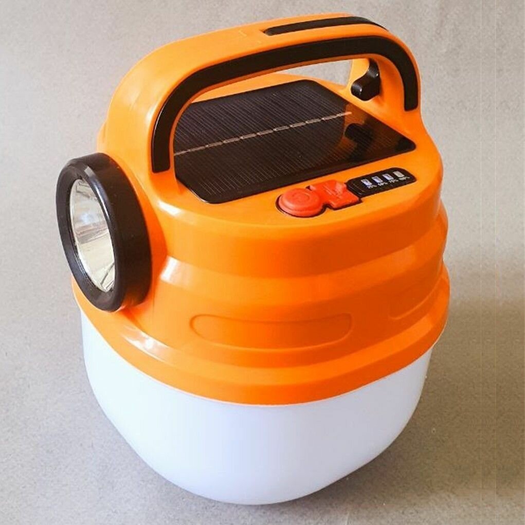 Многофункциональный походный фонарь для кемпинга на солнечной батареи (оранжевый)