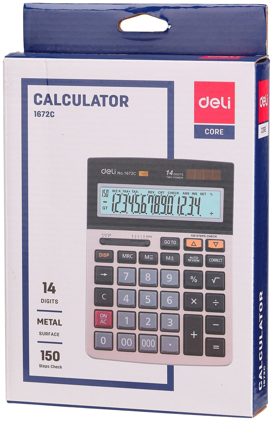Калькулятор настольный Deli E1672C серебристый