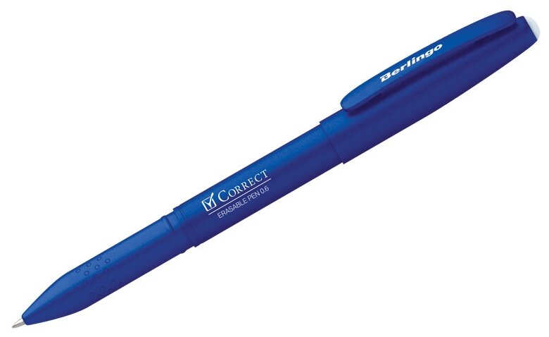 Ручка "пиши-стирай" гелевая стираемая Berlingo "Correct" синяя, 0,6мм, прорезиненный корпус CGp_60915