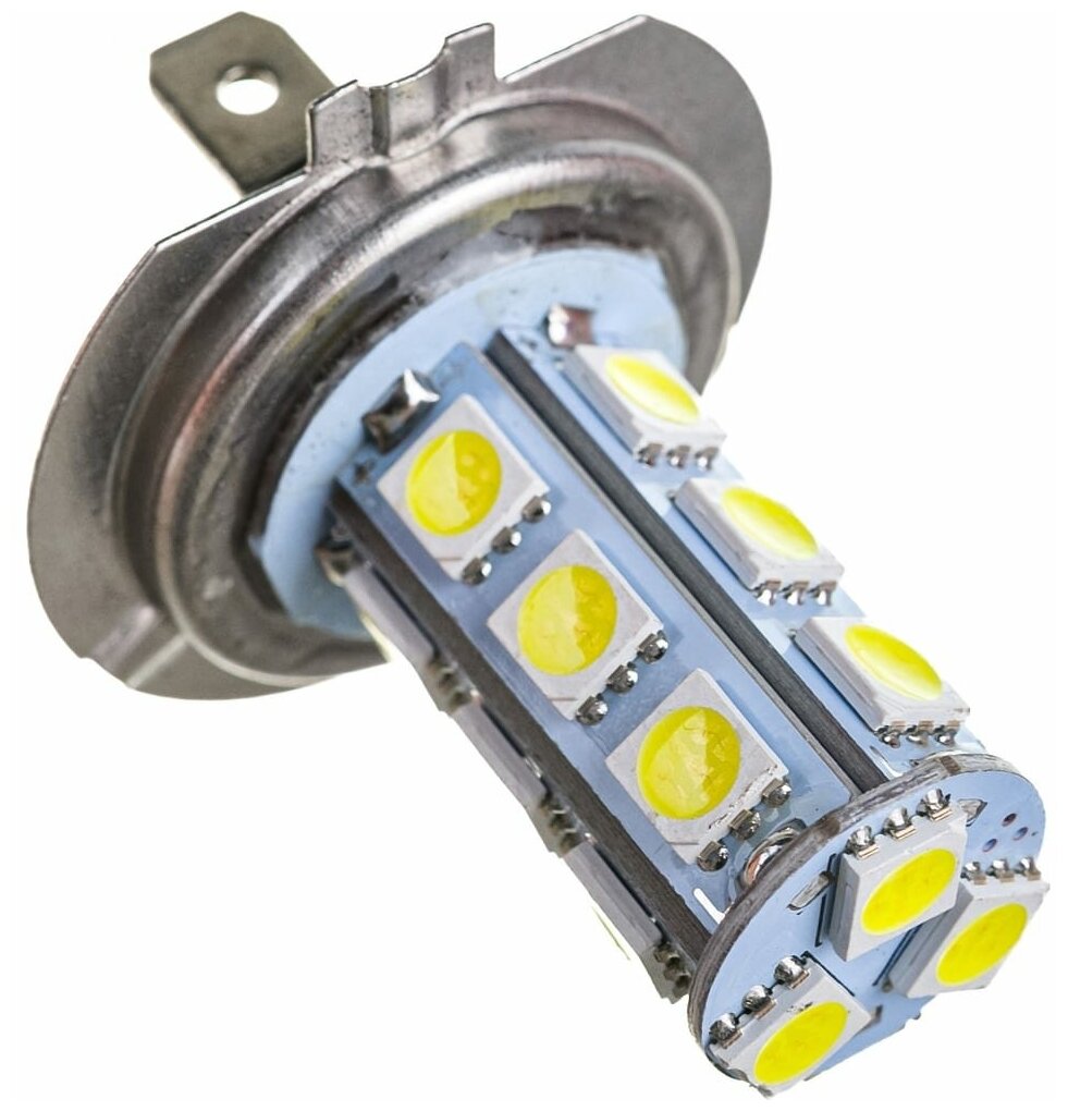 Автолампа диод H7 12V 18 SMD Блистер 1-контактная Белая SKYWAY Ближний дальний свет противотуманная фара 2 S08201021