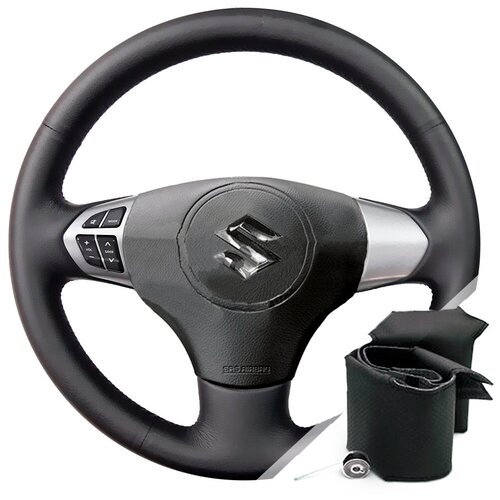 Оплетка для руля Suzuki Grand Vitara (2007-2013) для перетяжки резинового руля - черная нить