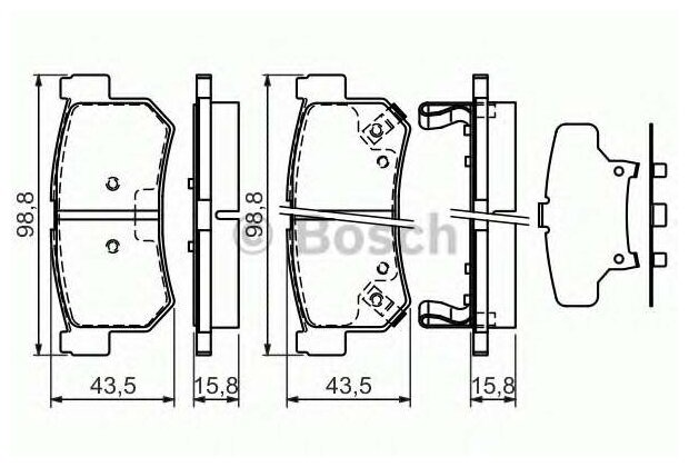 Колодки дисковые задние для ssangyong rexton 2.7xdi/2.9d/3.2i v6 02 Bosch 0986494237