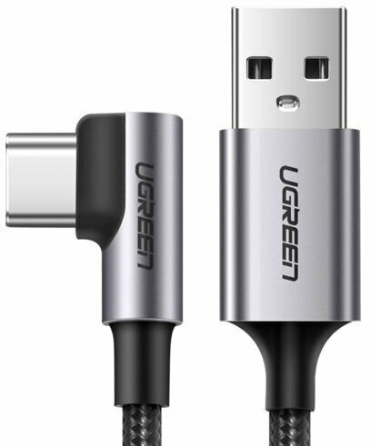 Кабель UGREEN US284 (50942) Angled 90 USB-C Male to USB2.0 A Male 3A Data Cable. Длина: 2м. Цвет: серый космос