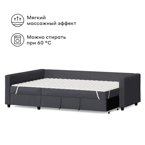 Диван-кровать угловой с наматрасником Pragma AldanIturup 3-местный размер 150х226 см спальное место 140х202 см обивка текстиль серый 38999₽