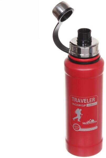 Термос металлический 800мл «Traveler» красный - фотография № 3