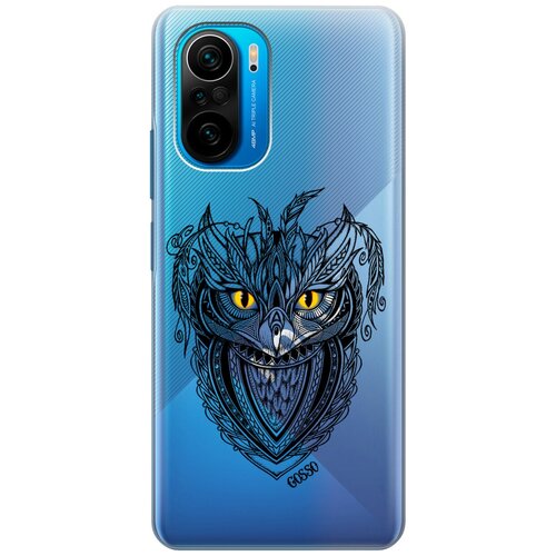 фото Ультратонкий силиконовый чехол-накладка transparent для xiaomi poco f3 с 3d принтом "grand owl" gosso