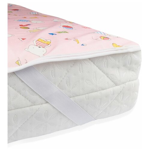 Наматрасник Multi Diapers непромокаемый, теплый, из ультрасофта, 60х120 см, Мишки на розовом