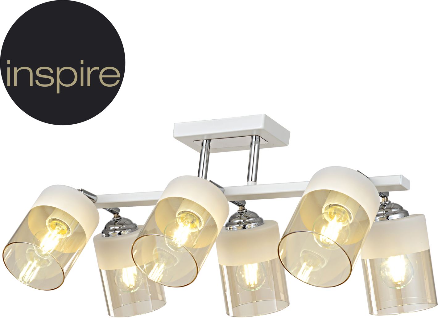 фото Люстра потолочная Inspire Amber 6 ламп 18 м² цвет белый