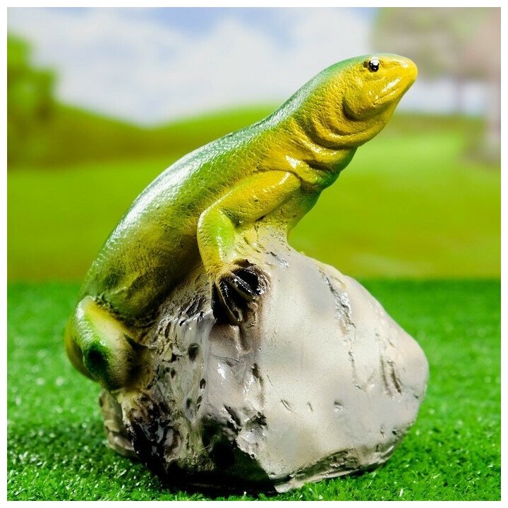 Садовая фигура "Ящерица на камне", 16х16 см, ТероПром 4237598 - фотография № 3