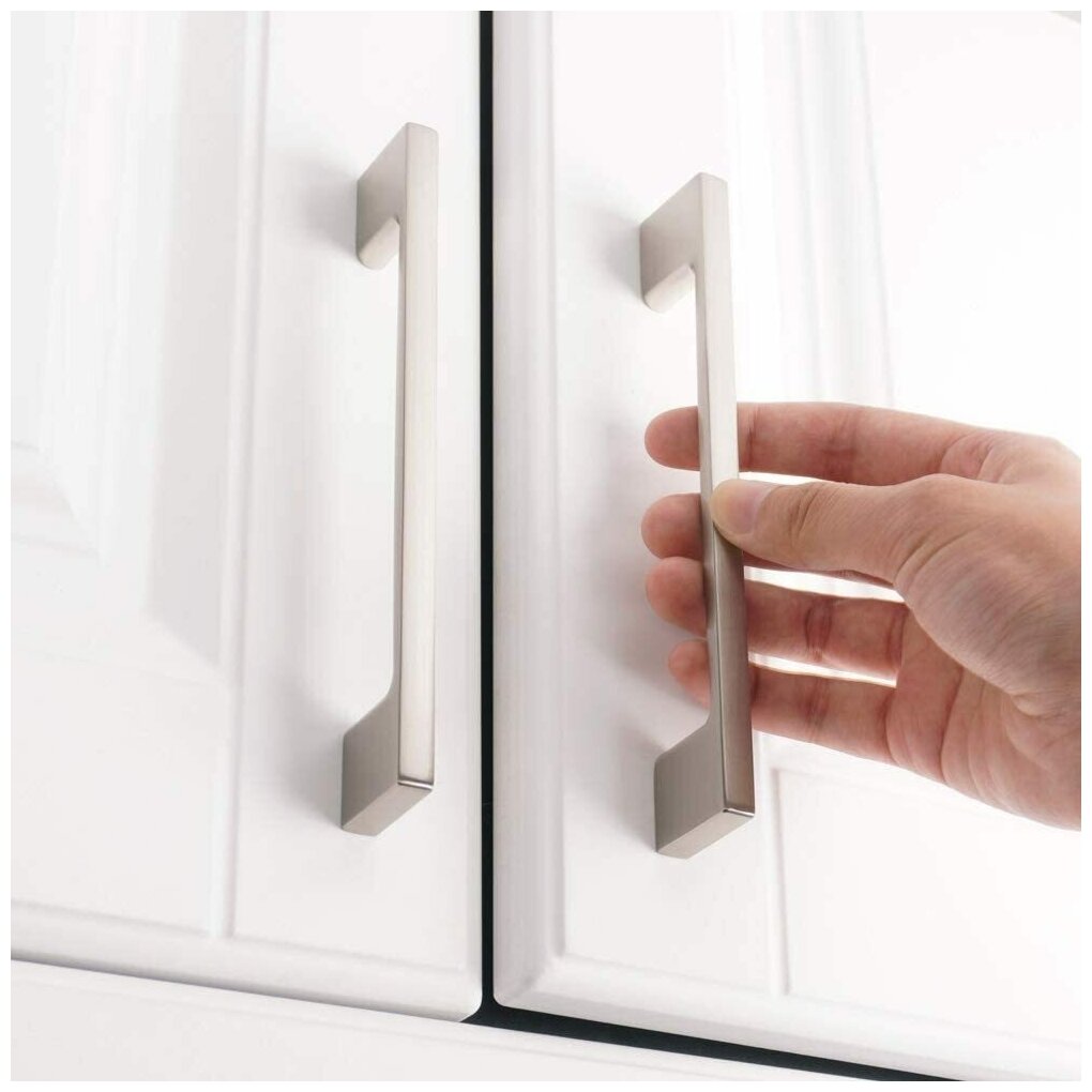 фото Ручка скоба мебельная, 128 мм, матовый хром, 2 шт