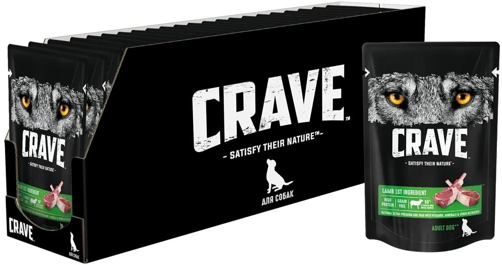 Влажный корм Crave для собак Ягненок в соусе 12*85г