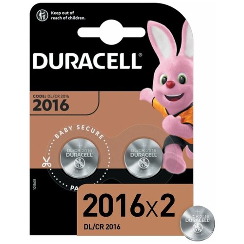 Батарейка литиевая Duracell, CR2016-2BL, 3В, блистер, 2 шт.