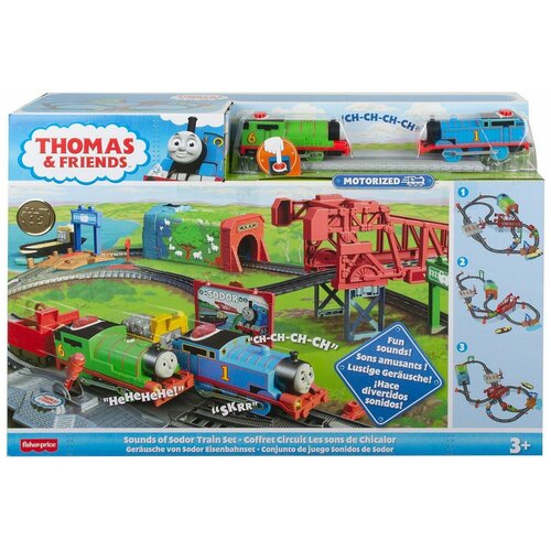 фото Игровой набор thomas & friends железная дорога паровозики со звуковыми эффектами день на острове содор, gvl59 fisher-price