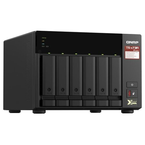 Сетевое хранилище NAS Qnap TS-673A-8G 6-bay Ryzen V1500B qnap дисковый массив ts 473a 8g сетевое хранилище nas 4 bay настольный ryzen v1500b