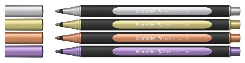 Набор капиллярных ручек Schneider металлизированные, Paint-It 020 04 цв, 1-2 мм, европодвес