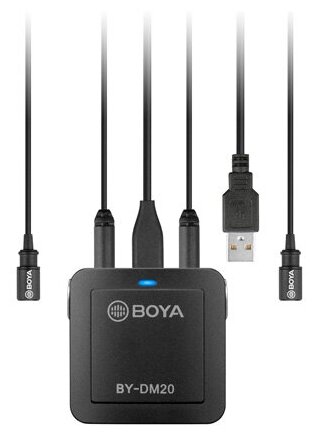 Комплект микрофонов Boya BY-DM20: 2 петлички + адаптер USB / Lightning