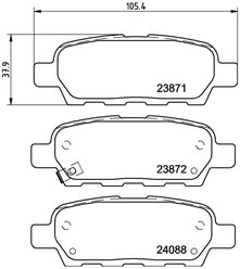 Дисковые тормозные колодки задние NISSHINBO NP2004 для Infiniti, Nissan, Renault, Suzuki (4 шт.)