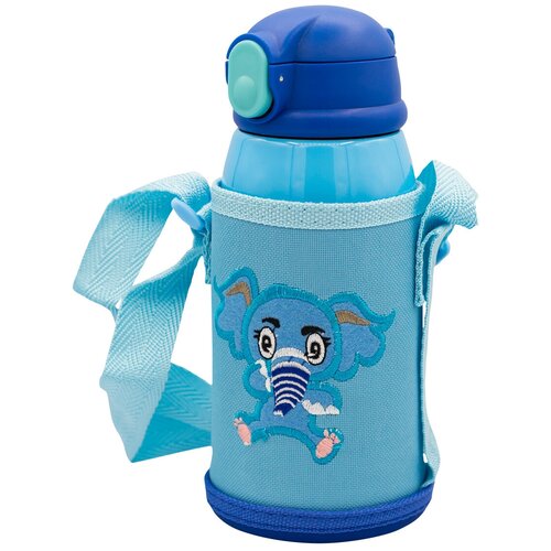 Термос-термокружка в сумке, кружка и насадка с трубочкой в комплекте, 550 мл, цвет голубой, 20х8х8 см, Baby Fox BF-BTL4-06
