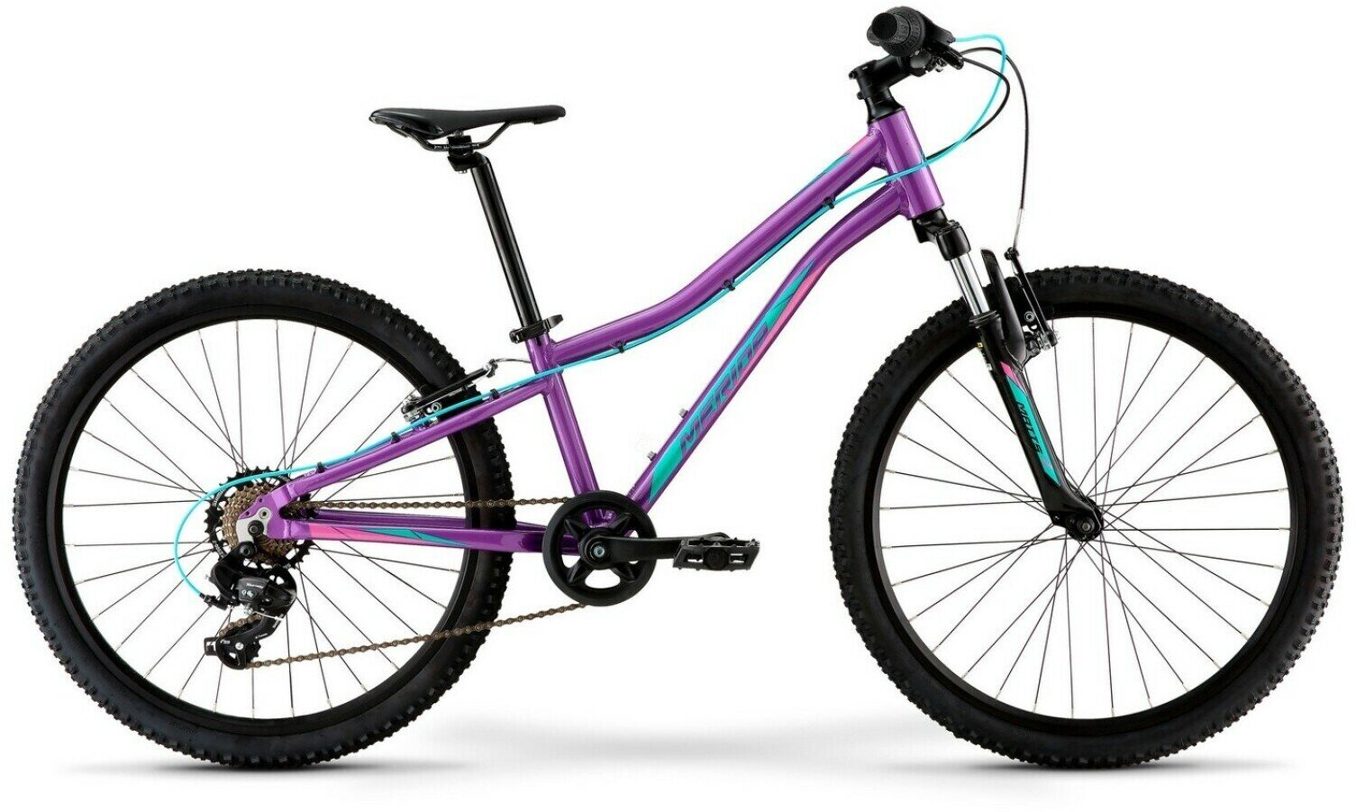 Подростковый велосипед Merida Matts J.24 Eco (2022) 24 Фиолетово-бирюзовый (130-150 см)