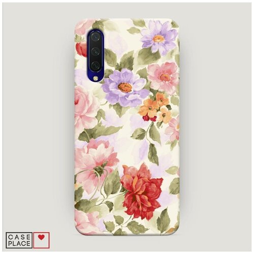 фото Чехол пластиковый xiaomi mi cc9 акварельные пионы case place