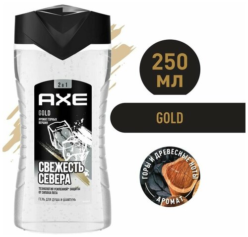 Гель для душа и шампунь AXE 2в1 Gold Аромат горных вершин Свежесть 12 часов мужской 250мл х 2шт