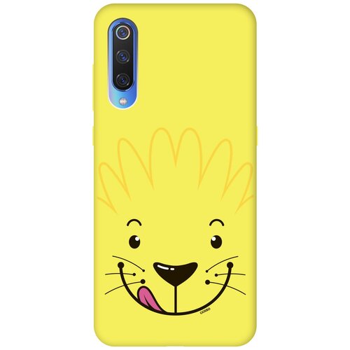 фото Силиконовая чехол-накладка silky touch для xiaomi mi 9 с принтом "minimalistic lion" желтая gosso