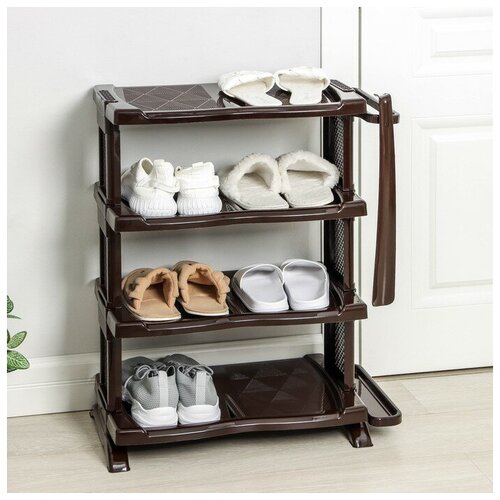 Полка для обуви с ложкой 4 яруса 5032572 см цвет коричневый 2855₽