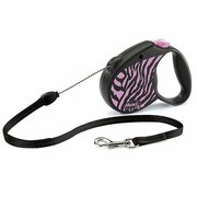 Поводок-рулетка Flexi Safari cord S 5m 12 kg pink Zebra