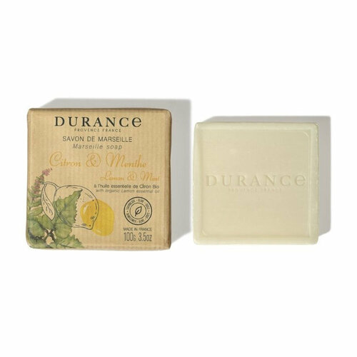 Durance / Марсельское мыло кусковое Лимон и мята 100гр. / Lemon & Mint durance марсельское мыло сменный блок лимон и мята 500мл lemon