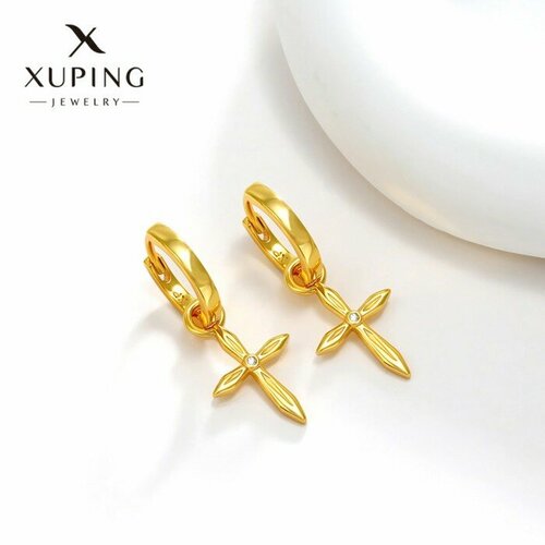 Серьги конго XUPING JEWELRY, белый, желтый серьги с подвесками ручная работа фианит размер диаметр 90 мм золотой