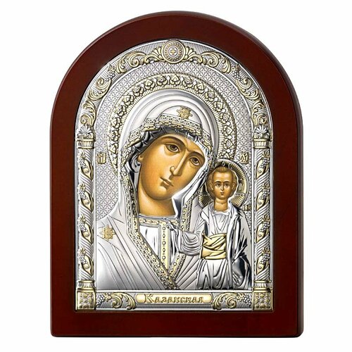 Казанская икона Богородицы. Икона в серебряном окладе. икона богородицы казанская в серебряном окладе