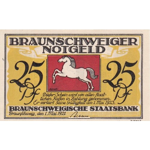 Германия (Веймарская Республика) Брауншвейг 25 пфеннигов 01.05.1921 г. (Вид 3) (9)