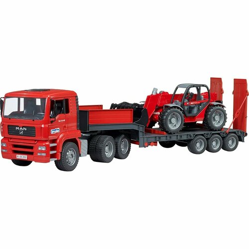 bruder тягач mack с экскаватором погрузчиком Bruder Машина Bruder Грузовик Man Tga Manitou с низкорамным погрузчиком и телескопическим погрузчиком 02774