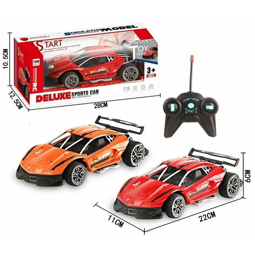 Машина DELUXE SPORTS CAR 1:18 на РУ в коробке на батарейках; красная/рыжая/салатовая машина на батарейках 1 16 в коробке wy293s