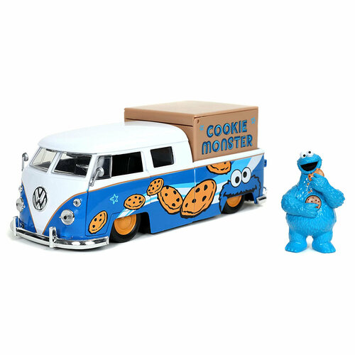 Машинка с фигуркой Diecast 1963 VW Bus With Cookie Monster 31751 фигурка kaws 36см улица сезам розовая