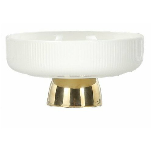 Ваза керамическая для фруктов IST-051, 21х11 см, белый/золото