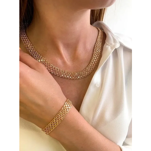 Комплект бижутерии Babilon: браслет, цепь, размер браслета 21 см, размер колье/цепочки 60 см, золотой