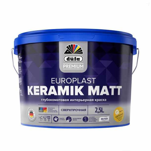Краска интерьерная dufa PREMIUM Europlast Keramik Matt 25 л белая (база 1)