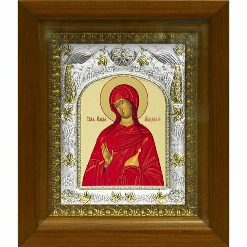 Икона Мария Магдалина равноапостольная, мироносица, 14x18 см, в деревянном киоте 20х24 см, арт вк-407
