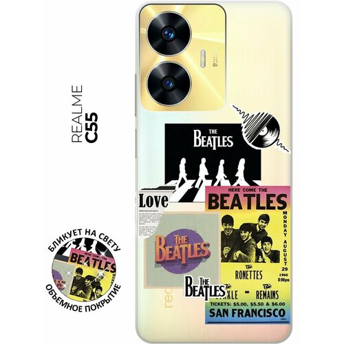 Силиконовый чехол с принтом Beatles Stickers для Realme C55 / Рилми С55 силиконовый чехол с принтом retriver для realme c55 рилми с55