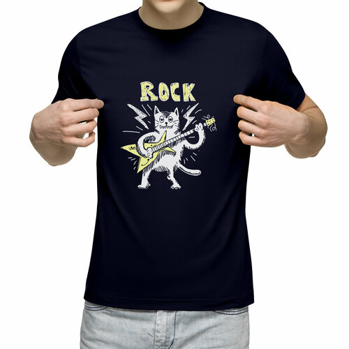 Футболка Us Basic, размер 2XL, синий мужская футболка кот с гитарой m серый меланж