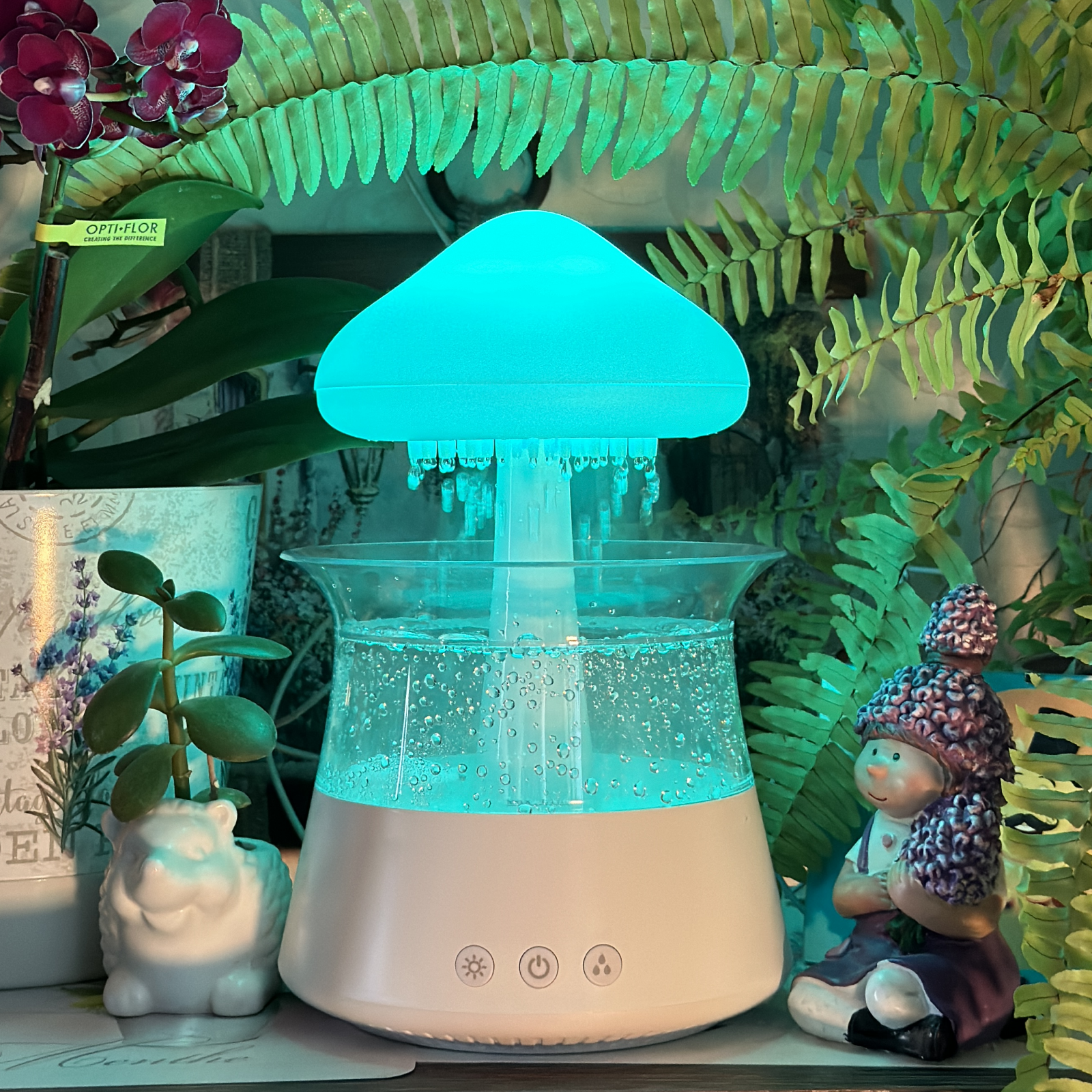 Увлажнитель воздуха гриб с подсветкой, эффектом дождя для квартиры - фотография № 17