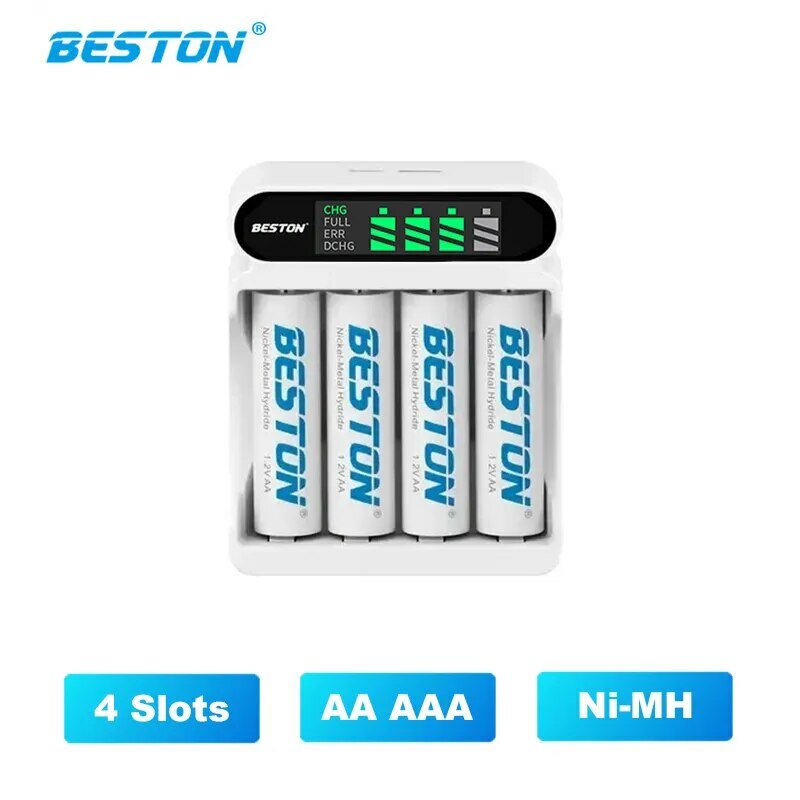Зарядное устройство Beston для батареек+4 батарейки в комплекте