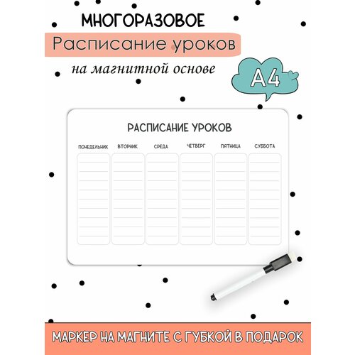 Расписание настенное уроков на магнитной основе А4